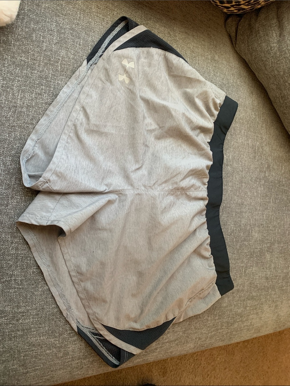 Under Armour Gray Athletic Running Shorts with Black Waistband